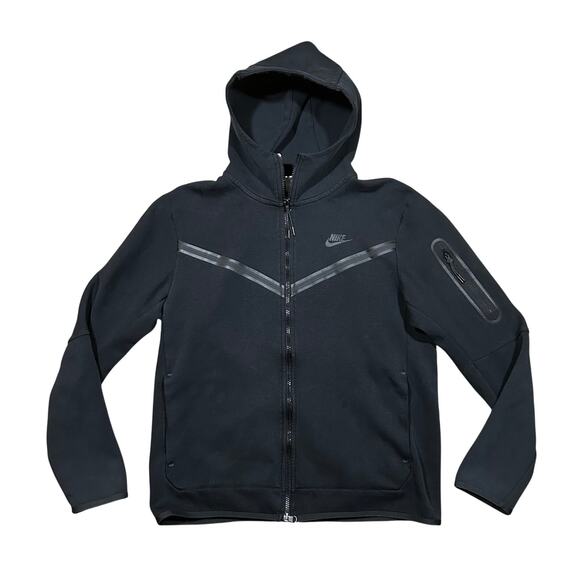 Nike Tech Fleece Full Zip Black Athletic Hoodie Sweatshirt - Picture 1 of 3